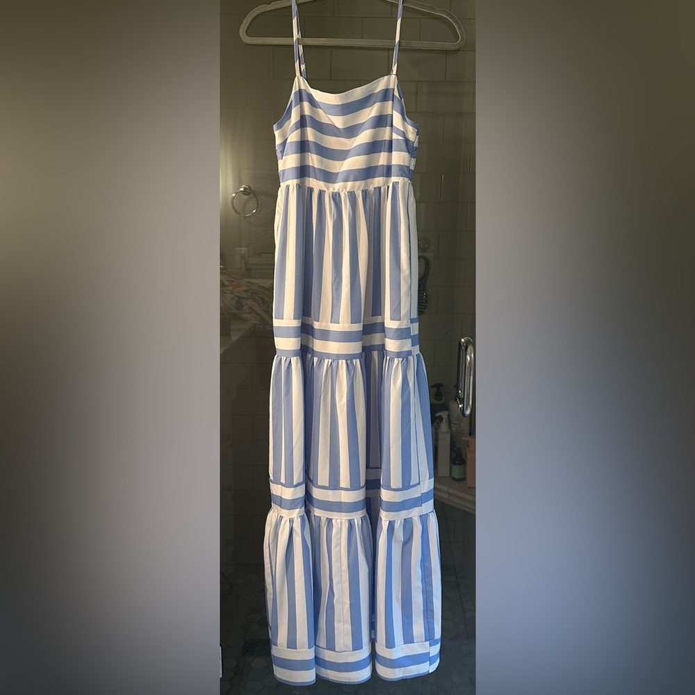 Commense Blue and White Striped Maxi Dress